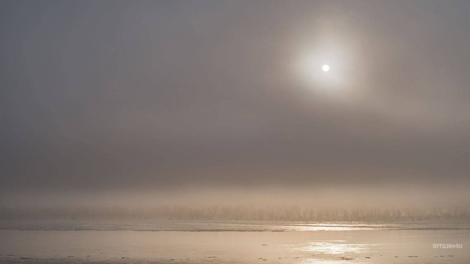 туман, волга, река, зима, замерзший, солнце, восход, лес, побережье, зимний, лед, мороз,, Сытилин Павел