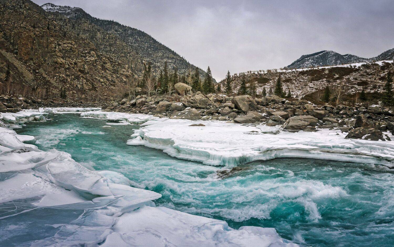 горный алтай,зима,река катунь,порог ильгуменский, Лора Павлова