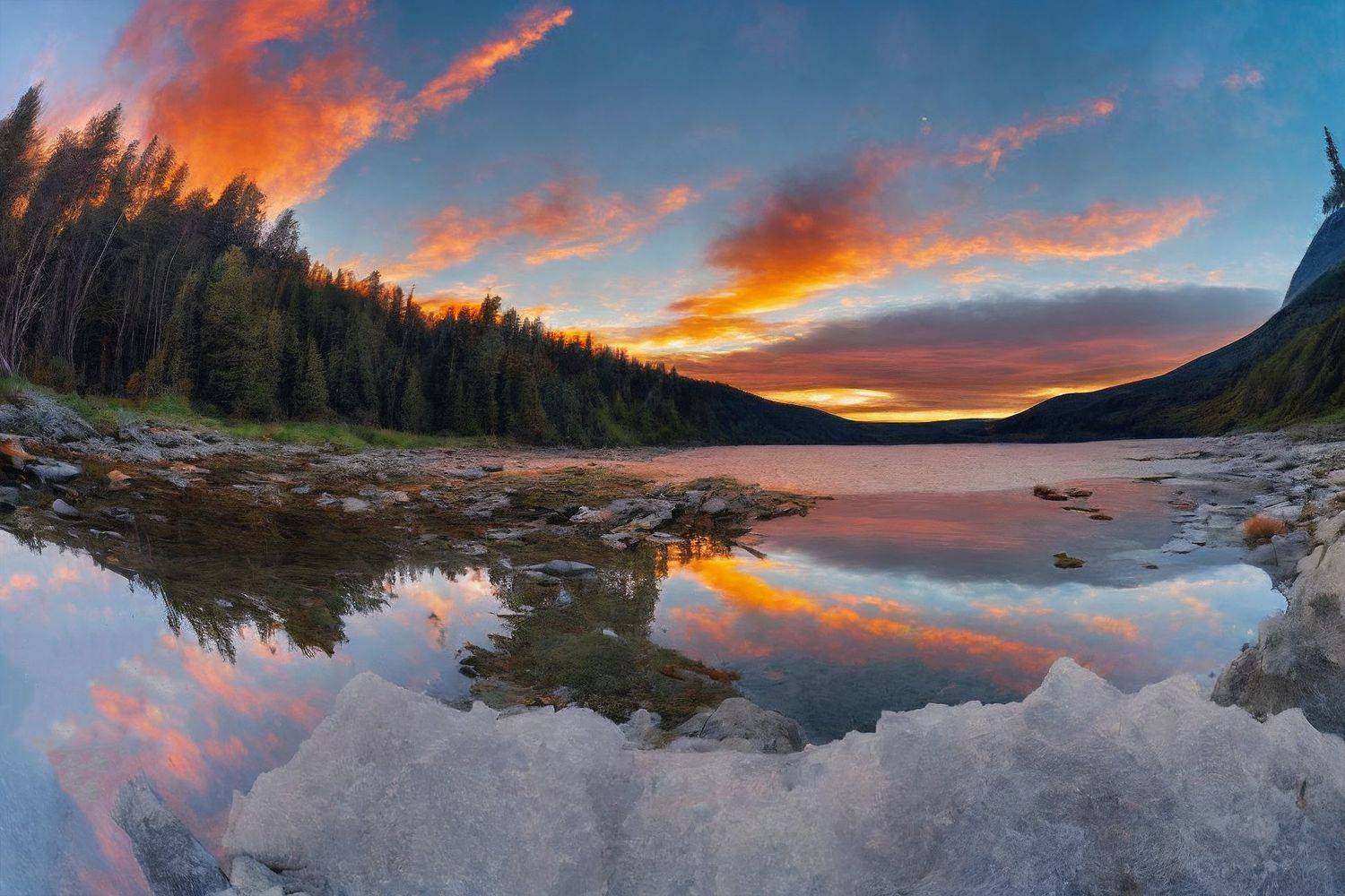 пейзаж, природа, река, озеро, снег, весна, зима, закат, красивое небо, Yiu Dmitriy