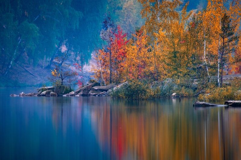 подмосковье,осень,пейзаж,отражение,россиия,туман Осенняя  акварель фото превью