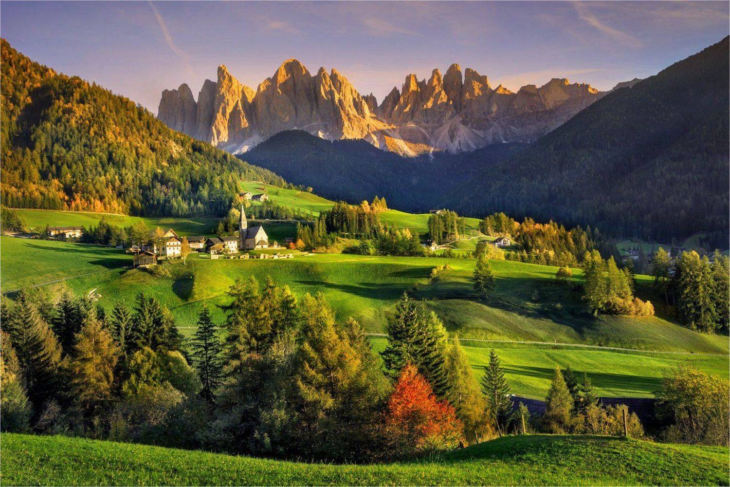 Alps, Autumn, Dolomites, Italy, Santa maddalena, Вечер, Доломитовые альпы, Италия, Александр Киценко
