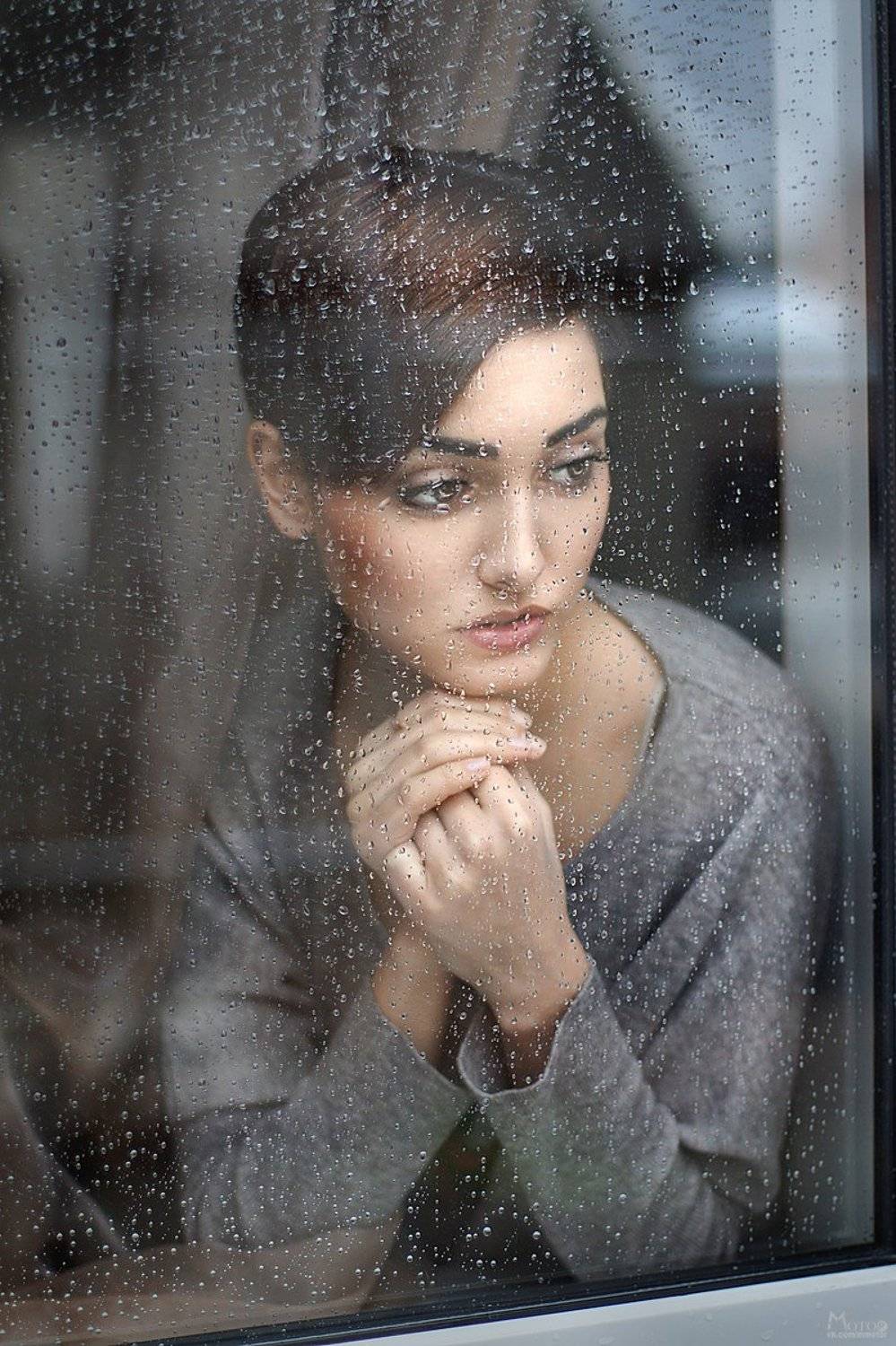 девушка, бьюти, красотка, зима, глаза, дождь, Матвеев Максим