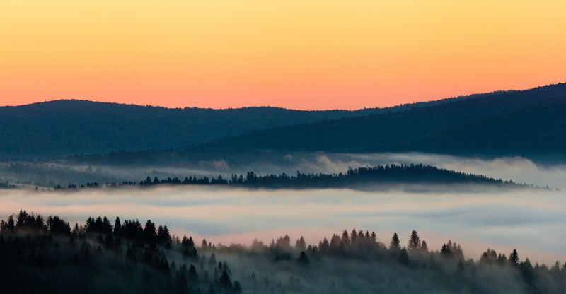 Украина, Утро, туман, рассвет Теплое одеяло Карпат фото превью