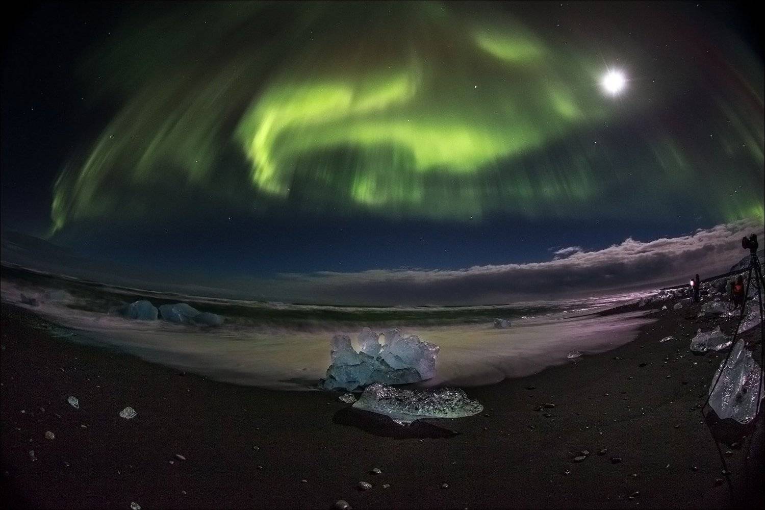 aurora, iceberg beach, iceland, jokullsarlon, umbrella northern light, CHO HYUNG JAE
