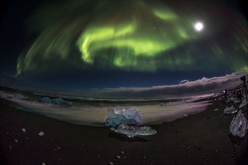 aurora, iceberg beach, iceland, jokullsarlon, umbrella northern light AURORA UMBRELLA фото превью