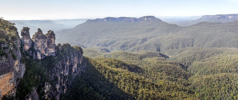 NSW, Австралия, Горы, Лес, Пейзаж, Природа Три сестры фото превью