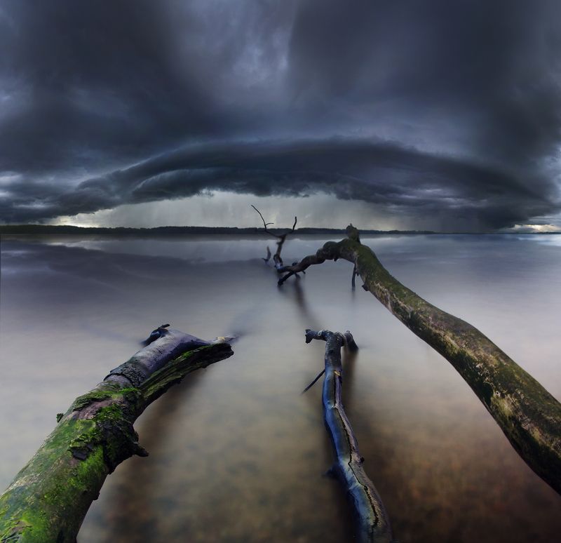 clouds, storm, tree, long exposure, Lithuania * фото превью