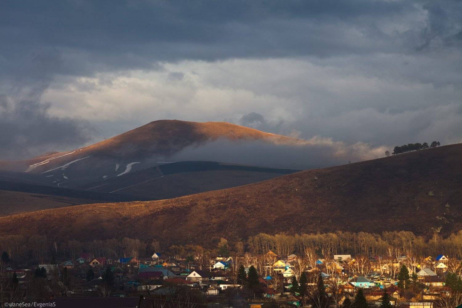 вечер, закат, предгорья, Алтай, Алтайский край, Алтайский район, село Алтайское, облака, после дождя, Евгения Смолякова