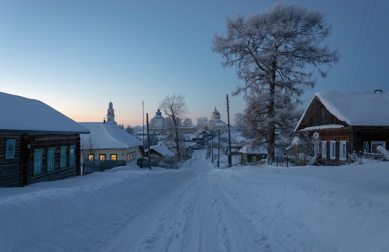 зима январь сумерки крещение На Крещенские морозы в селе Великорецкое. фото превью