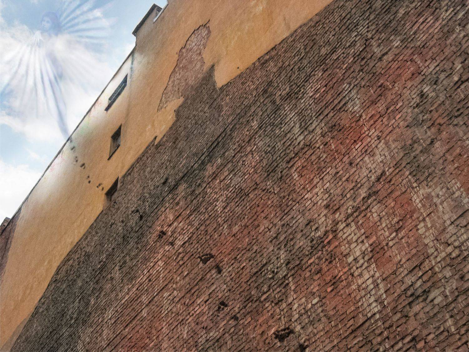 стена, след, крыло, фигура, полет, небо, Светлана Холодняк