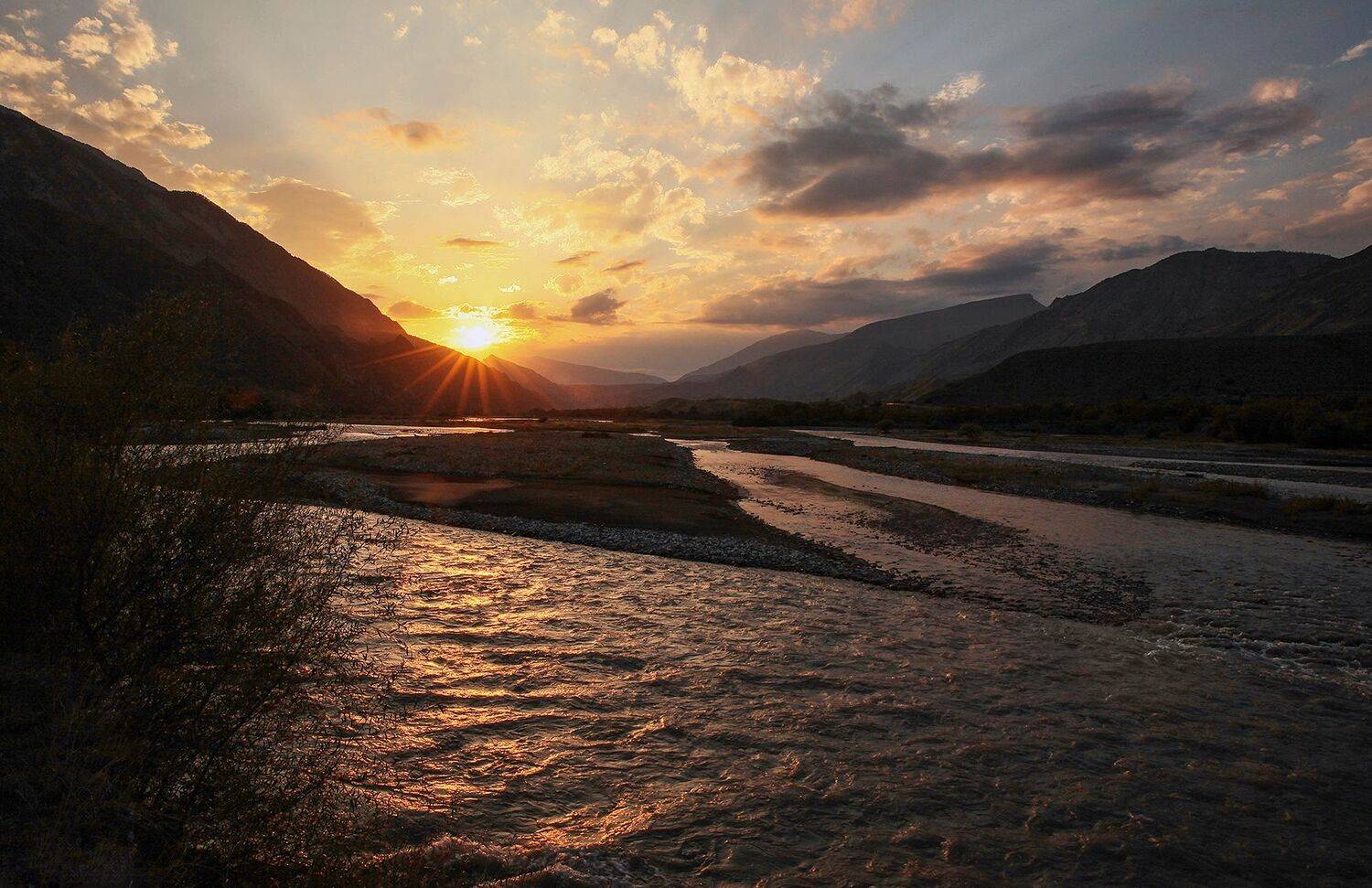 закат,пейзаж,горы,река,, Magov Marat