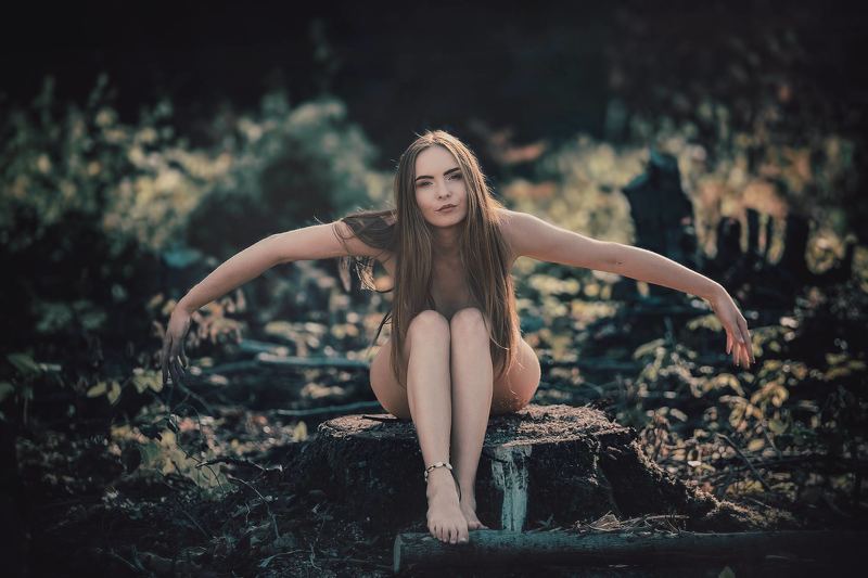 женщина в лесу, феникс, возрождение, обнаженная женщина Феникс фото превью