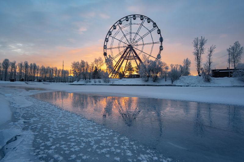 иркутск, ангара, зима Морозный рассвет на острове Конный фото превью