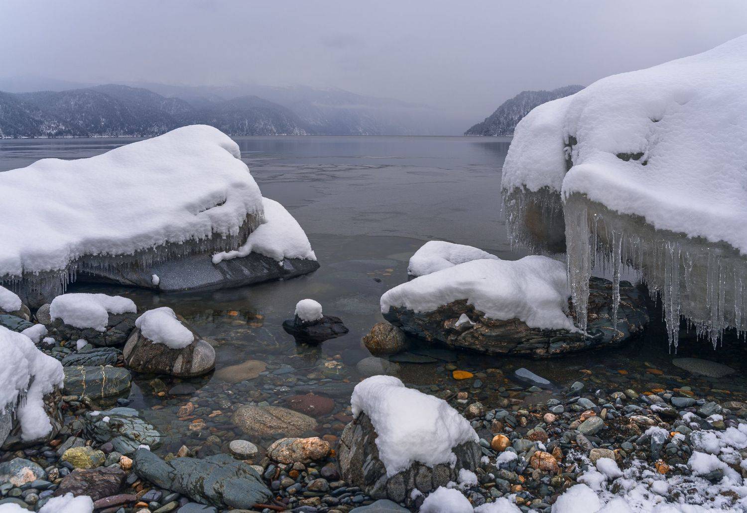 россия, горный алтай,озеро,зима, Андрей Поляков