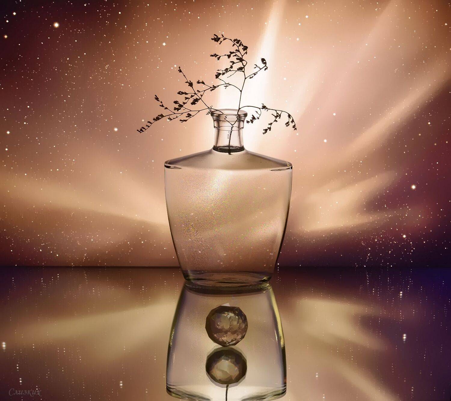 стекло,графин,кермек,свет, Инаида