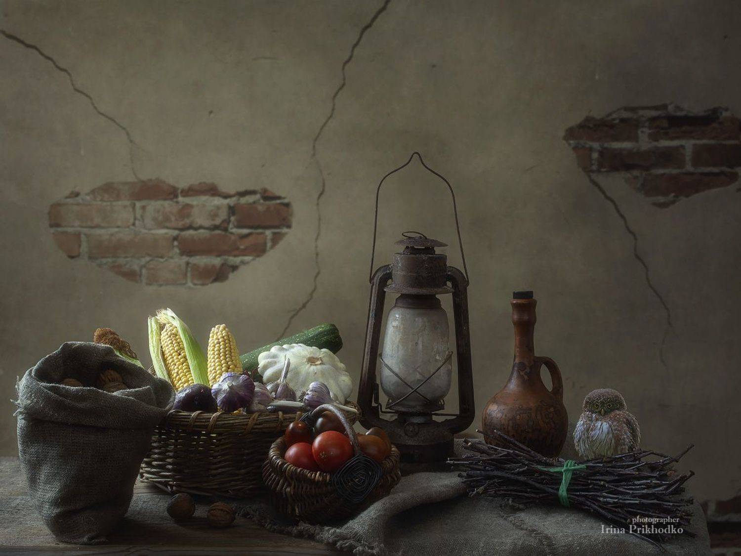 натюрморт, винтажный, овощи, деревенский, Приходько Ирина