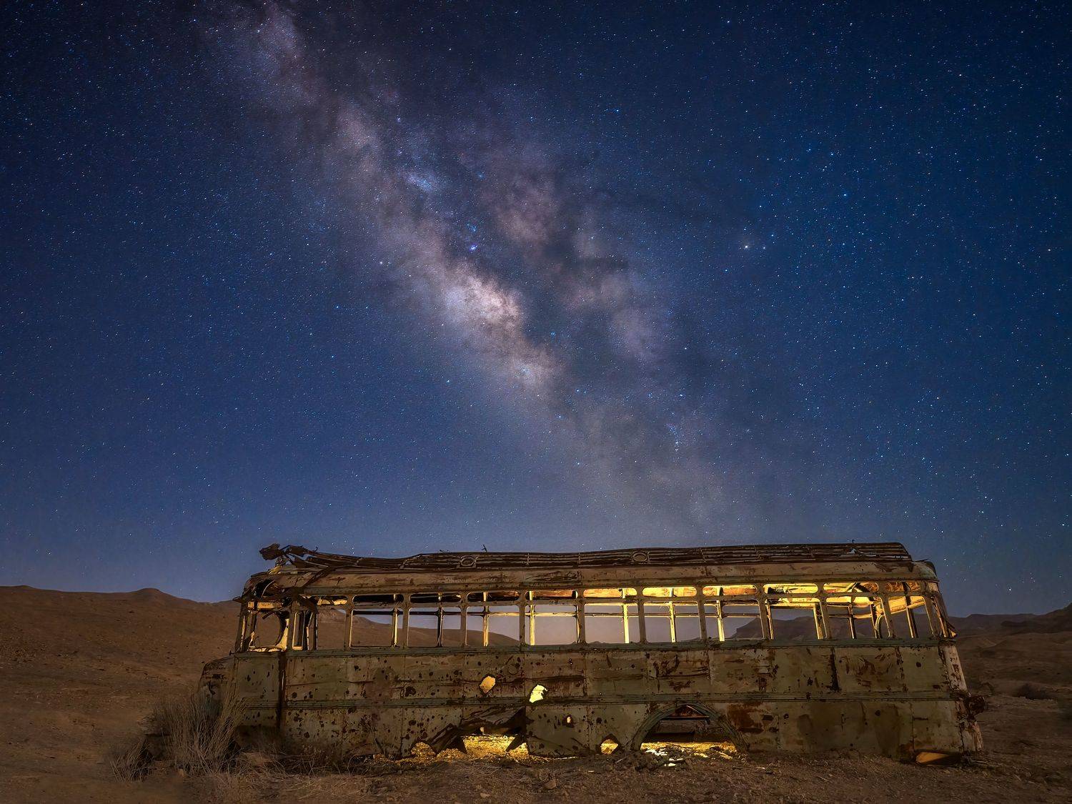 Milky way, Bus, Night, Arie Burla