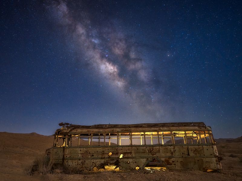 Milky way, Bus, Night Milkyway Bus фото превью