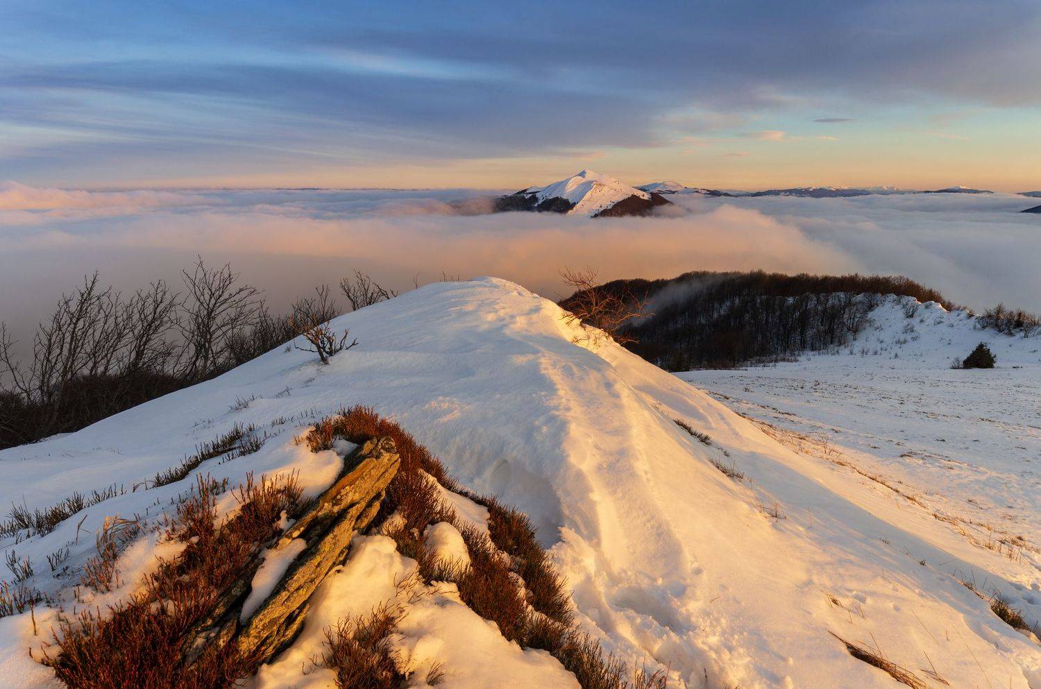bieszczady, mountains, national, park, sunset, clouds, colors, winter,,  Mirosław Pruchnicki