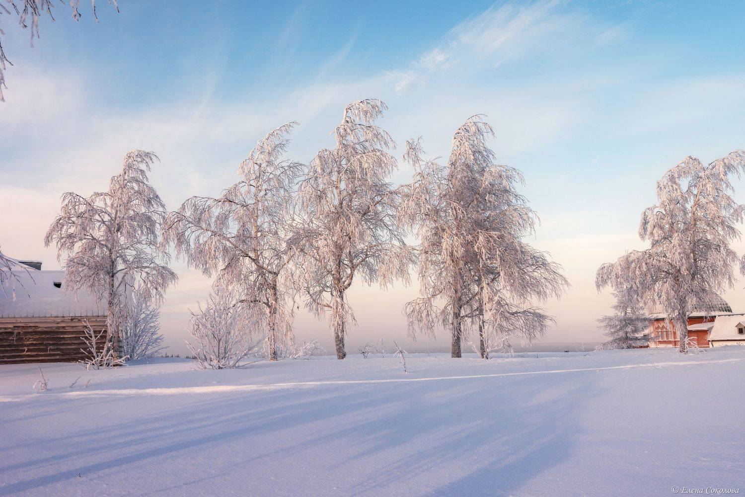 белая гора, вечер, закат, пермский край, мороз, зима, снег, белогорский монастырь, куржак, Соколова Елена