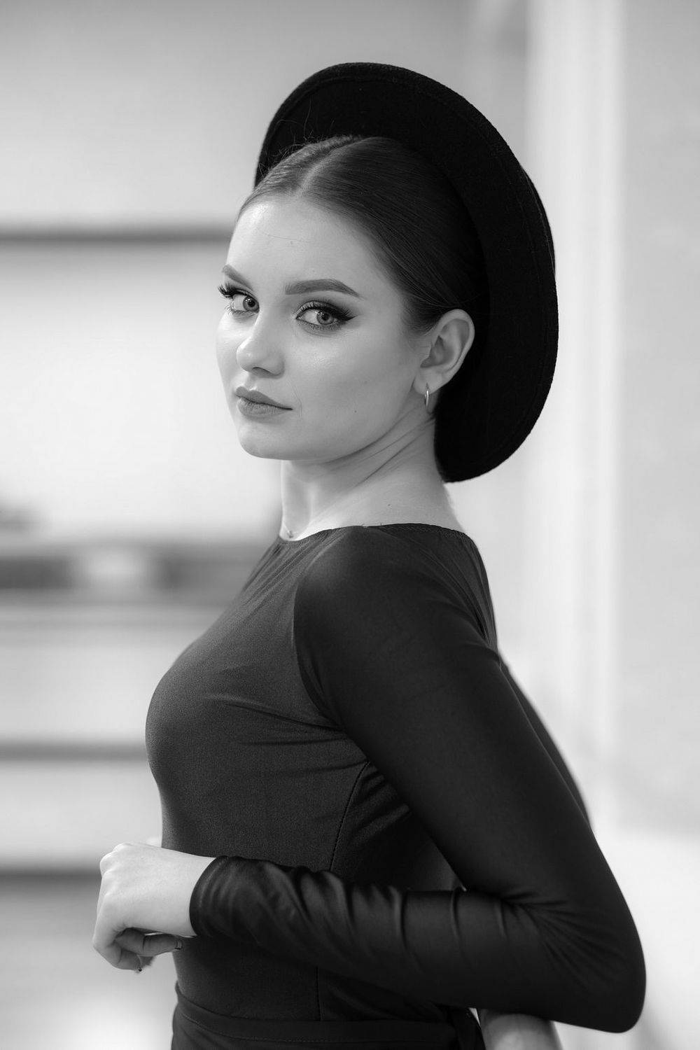 чб, чёрно-белое, шляпка, балет, балерина, взгляд, девушка, модель, глаза, Арсен Алабердов