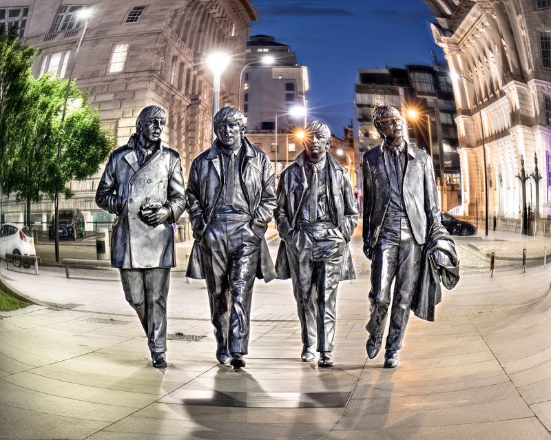 beatles, city, liverpool, uk, night The Beatles фото превью