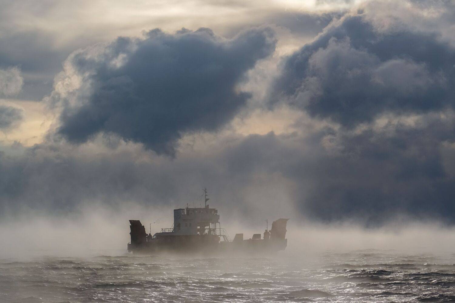 байкал, зима, паром, туман, Тильпунов Михаил