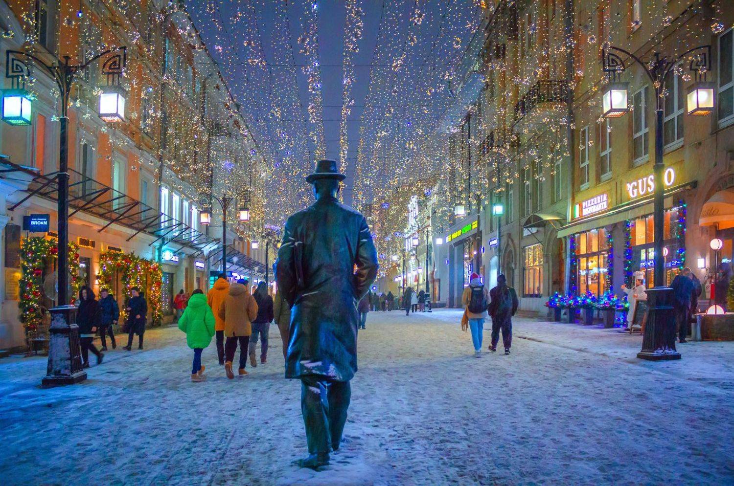 москва, вечер, зима, улица, атмосфера, камергерский переулок, памятник, с.с. прокофьев, Виктор Климкин