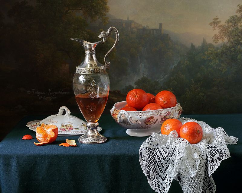 натюрморт, мандарины, классический Натюрморты с мандаринами фото превью