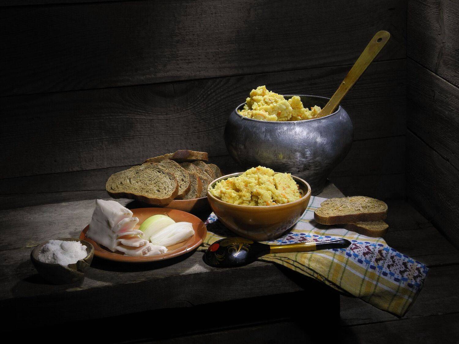 каша, еда, сало, хлеб, соль,, Сергей Фунтовой