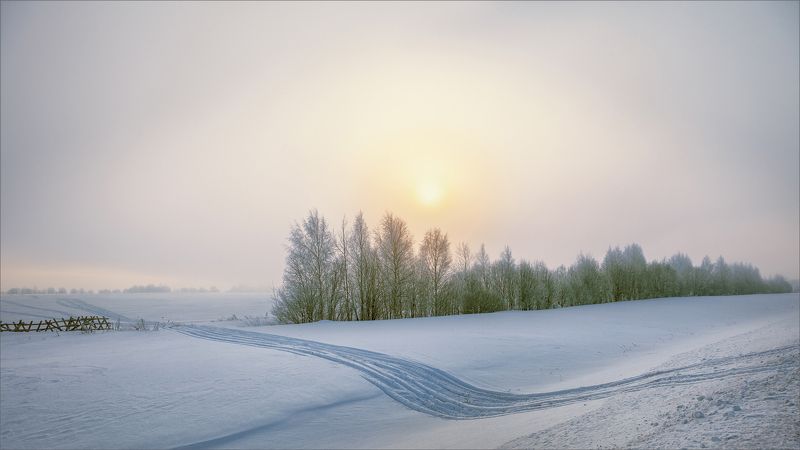 пейзаж, зима, утро, свет, цвет, александр никитинский Утром в деревне... фото превью