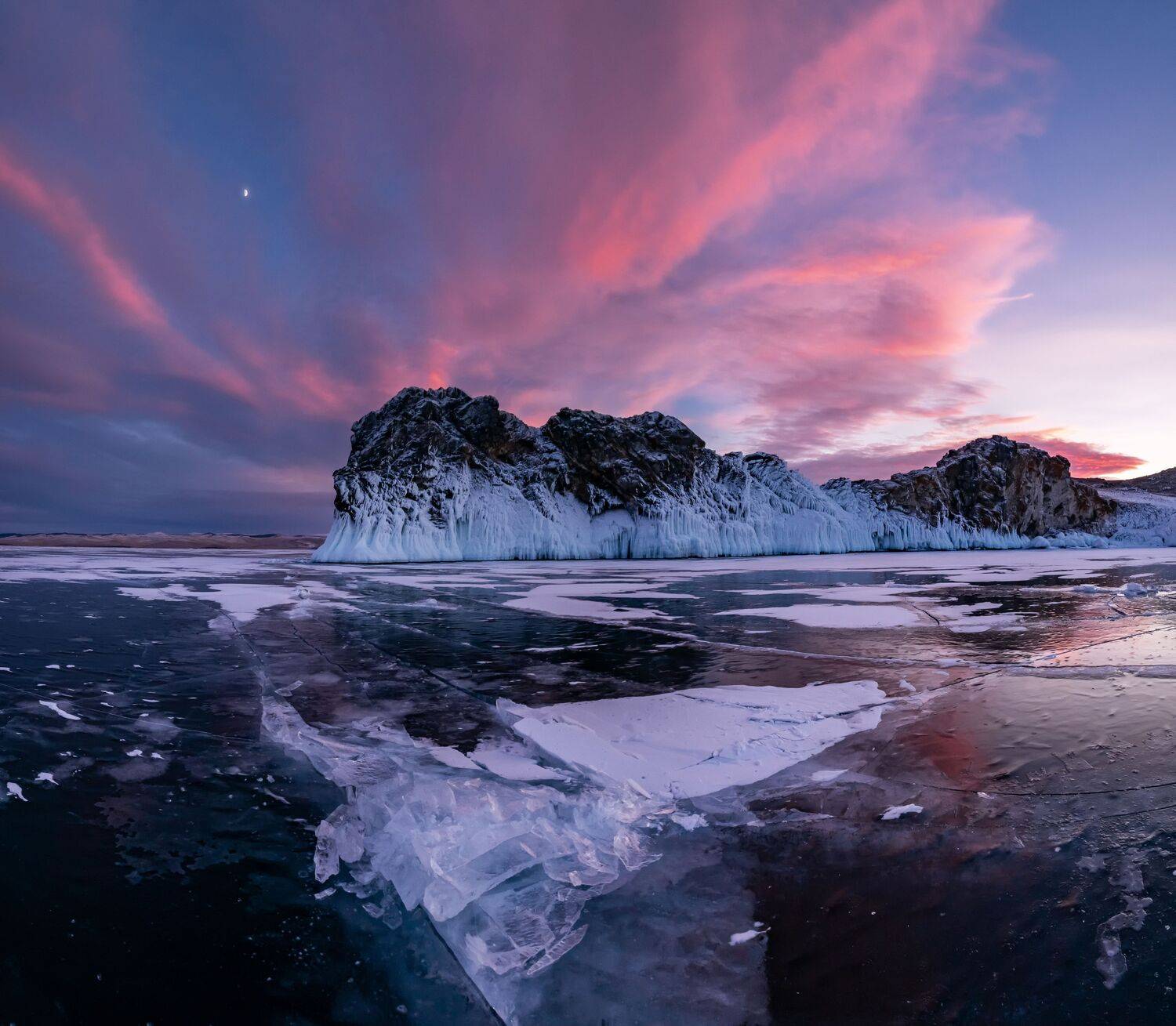 байкал, зима, лед, ольтрек, закат, Тильпунов Михаил