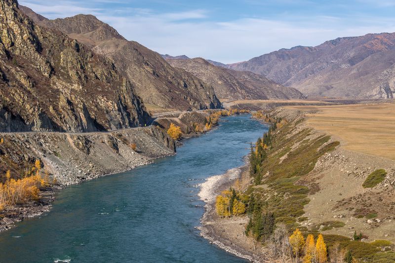 алтай, россия, катунь, осень, река, Цвет осени фото превью