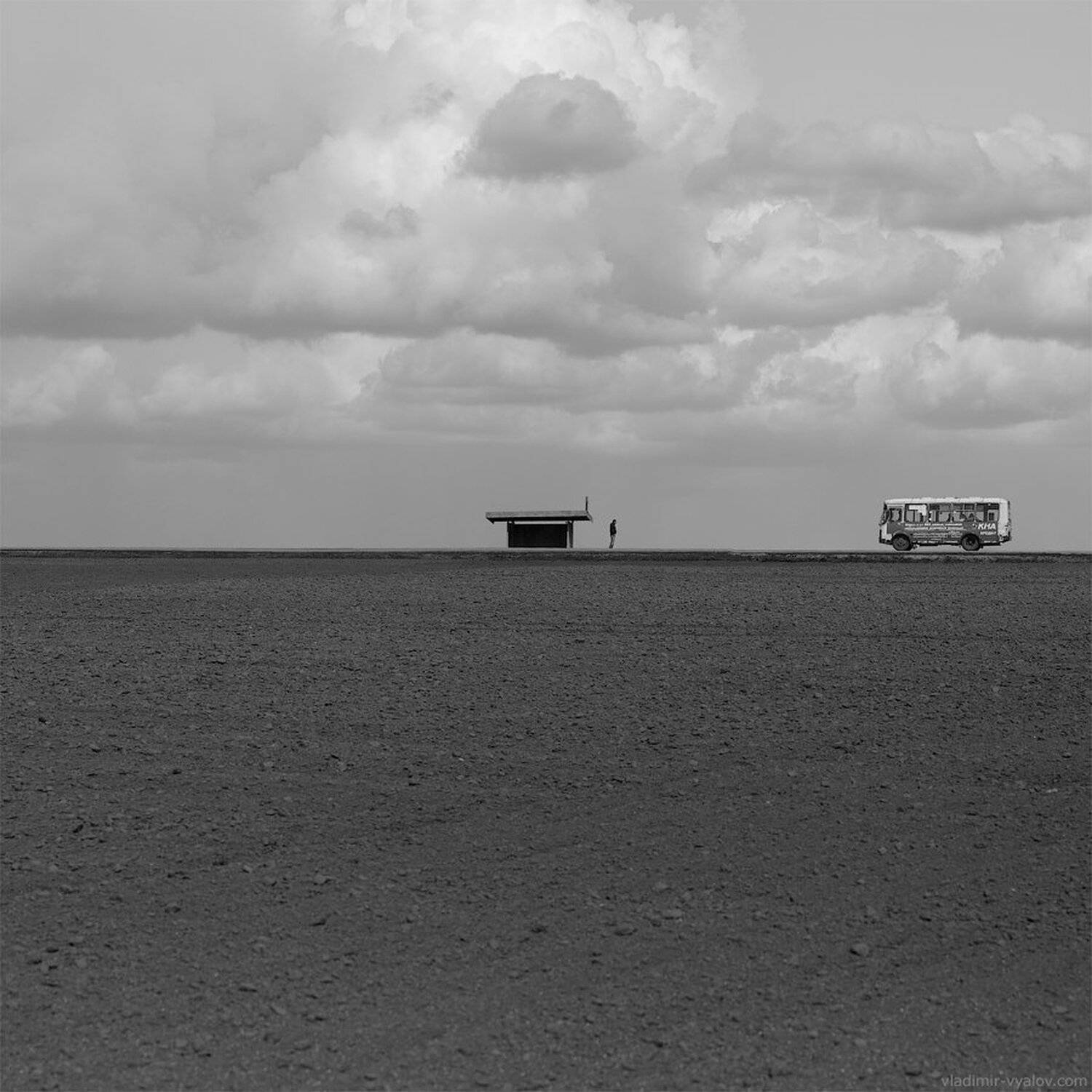 поле, одиночество, автобус, остановка, Владимир Вялов