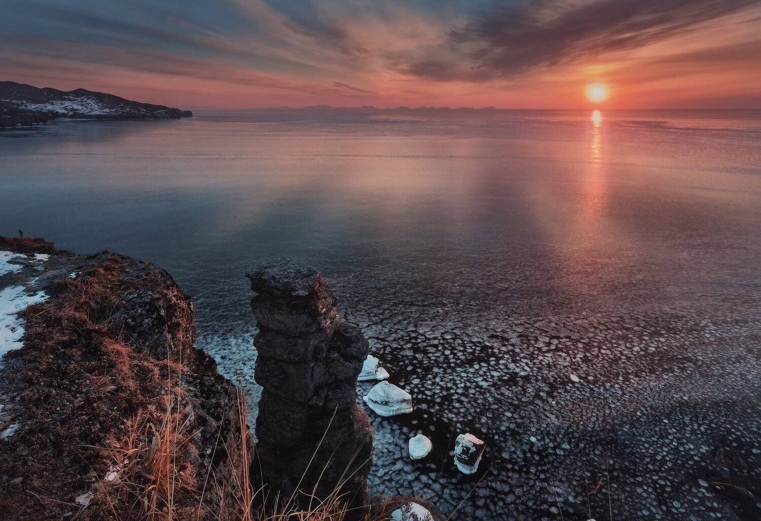 Восход, Зима, Море, Скалы, Солнце, Утро, Андрей Кровлин