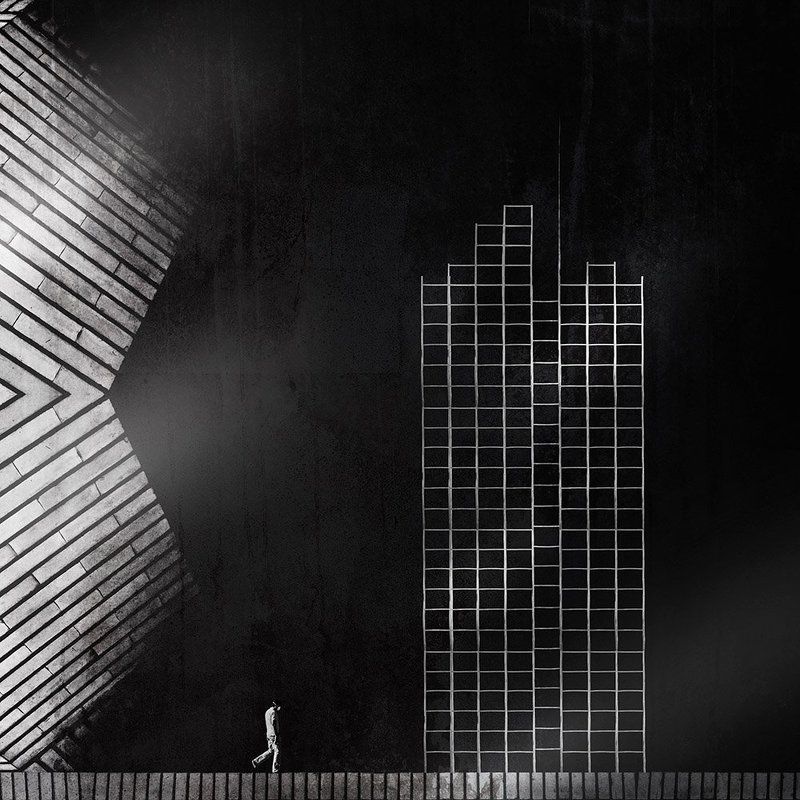 fine art, photography, architecture, minimal, human, light, black and white, concept, We built our own world фото превью