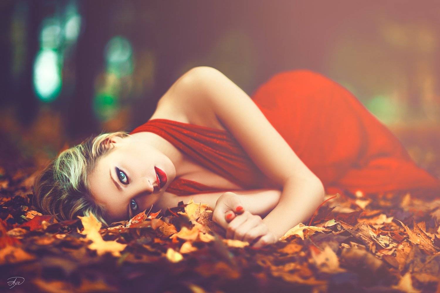 Autumn, Colors, portrait, Red, Sunset, Woman, Руслан Болгов (Axe)
