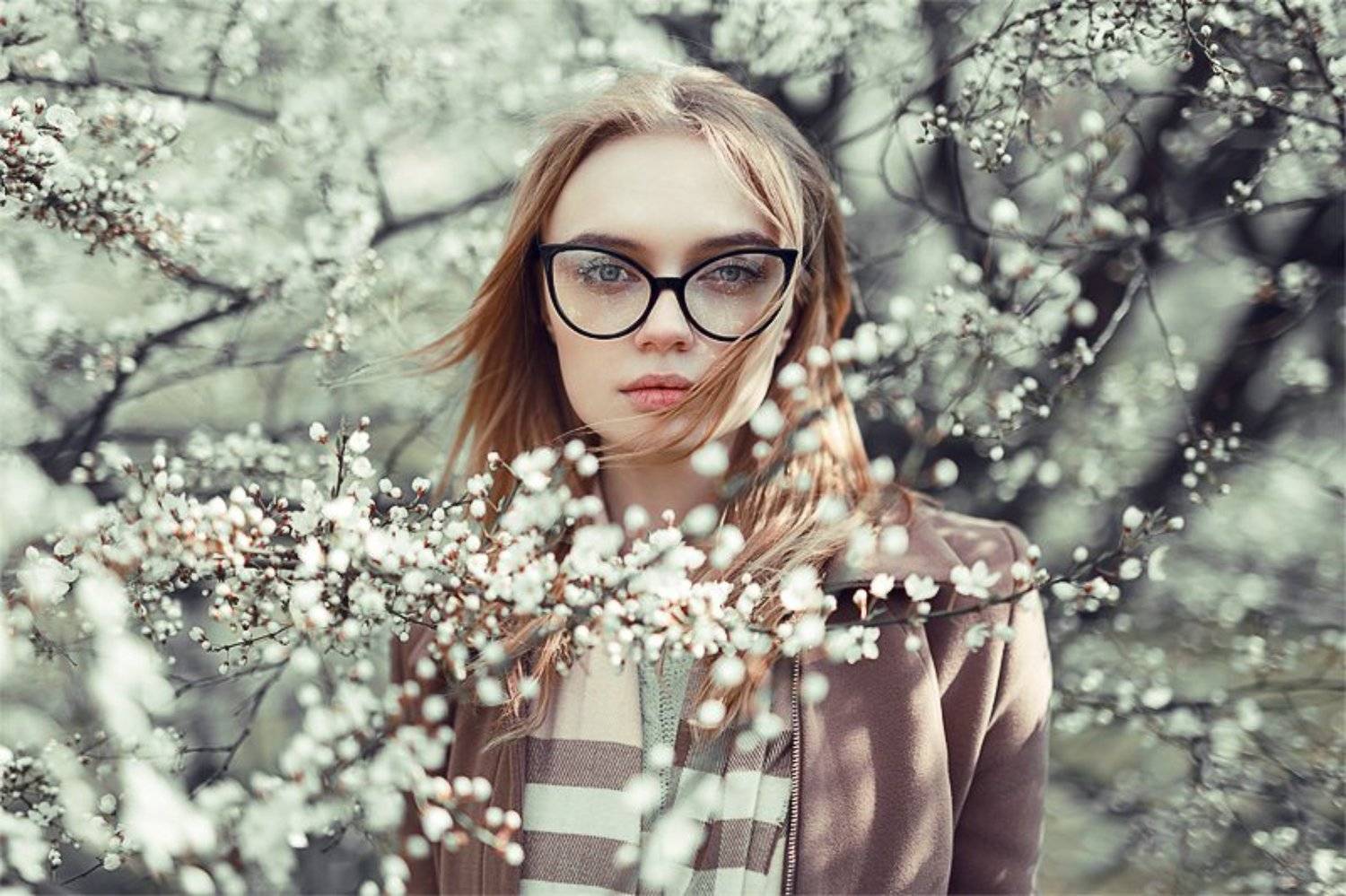 Flowers, Girl, Spring, Весна, Девушка, Цветы, Виктор Корнеев