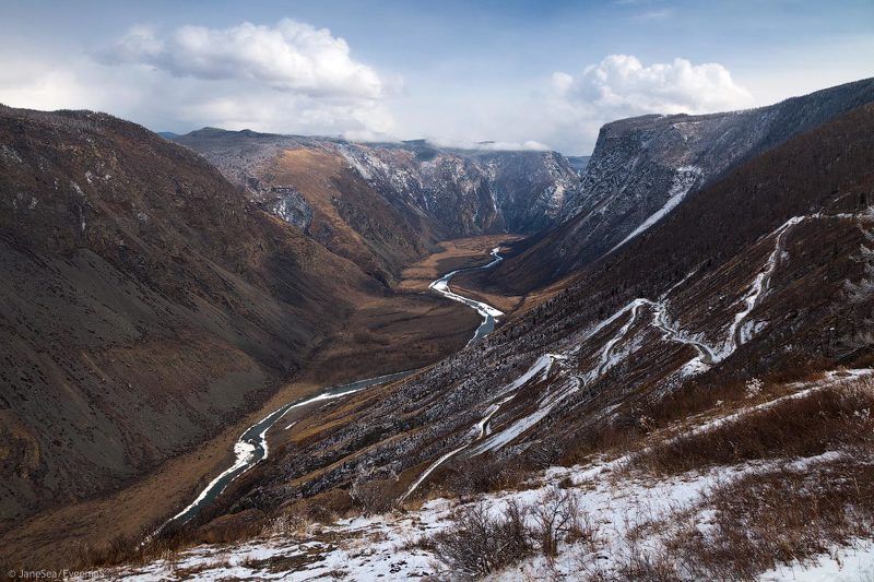 перевал, Кату-Ярык, река, Чулышман, март, весна, Алтай, Республика, Горный_Алтай, Россия, Сибирь Мартовский Кату-Ярык фото превью