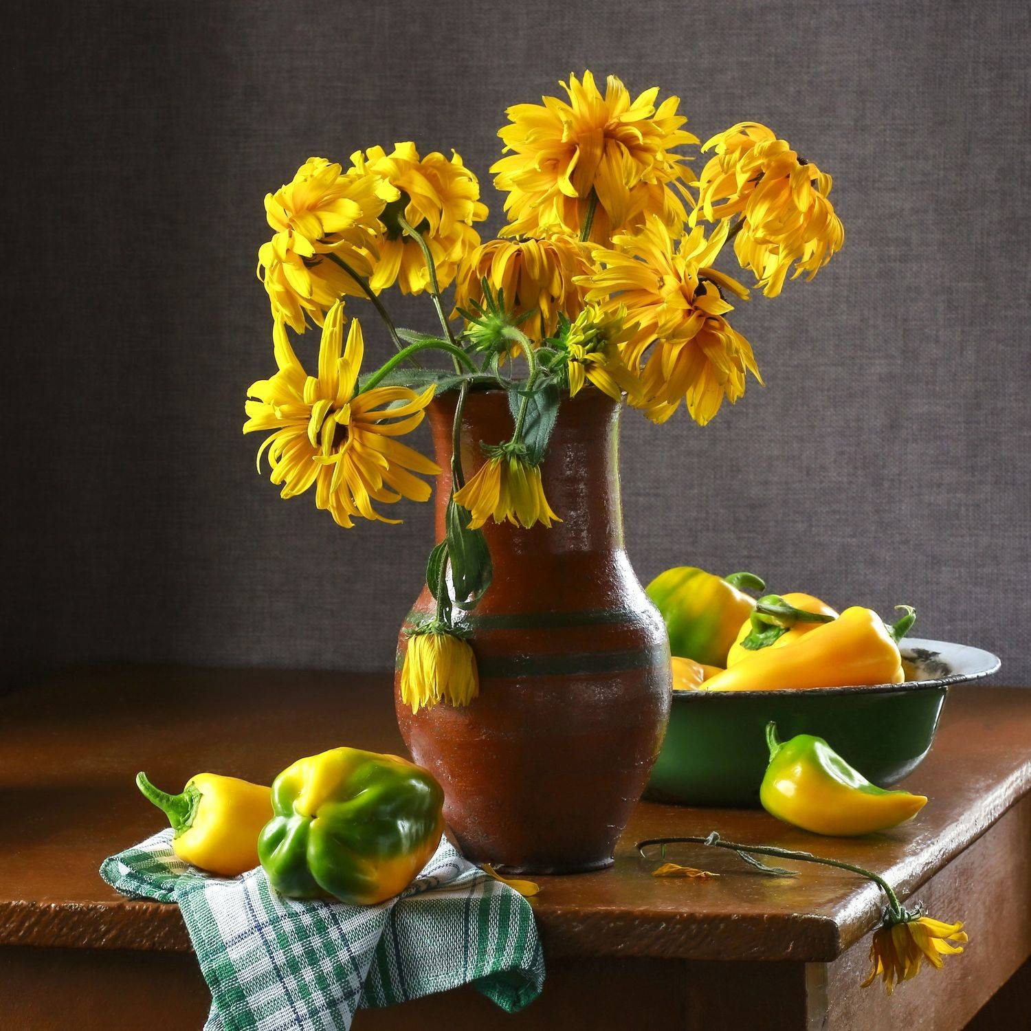 натюрморт, фотонатюрморт, still life, stillifefoto, художественное фото, фотохудожник, наталья казанцева, осень, лето, цветы, золотые шары, август,  болгарский перец, Наталья Казанцева