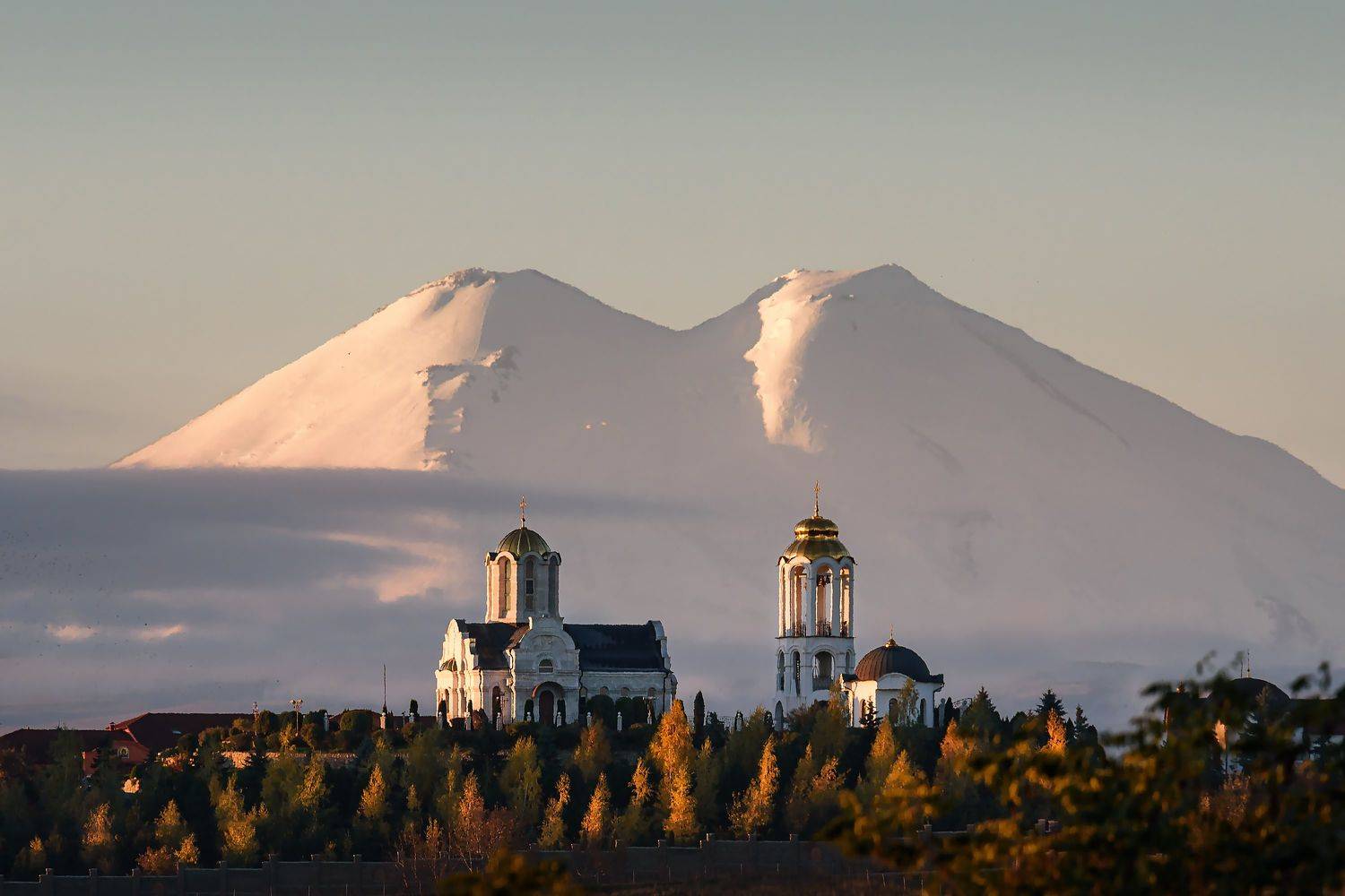 кавказ, кмв, ессентуки, храм, монастырь, monastery, гора, эльбрус, архитектура, рассвет, осень, Zakharov Armen
