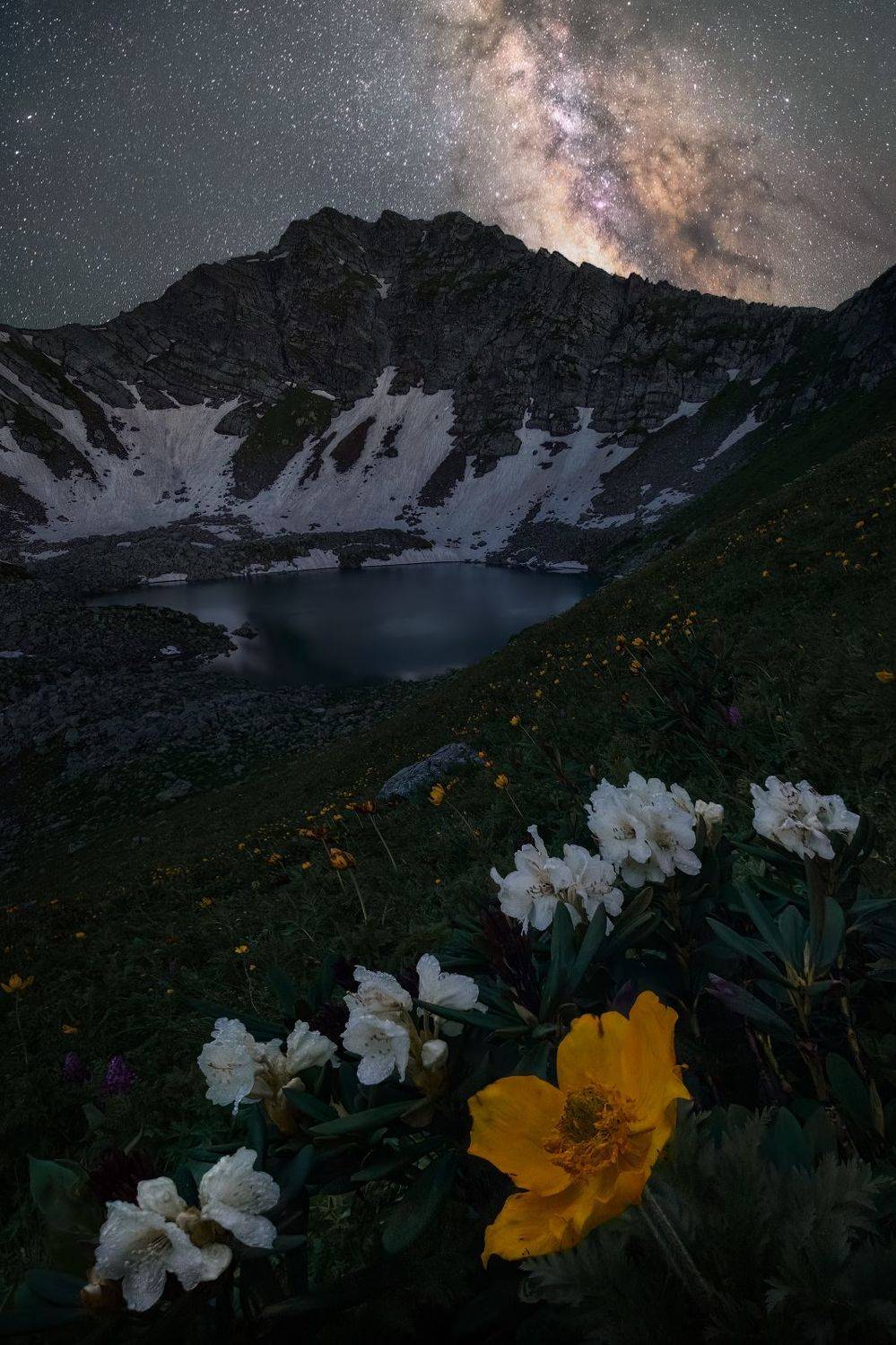 кавказ, горы, загедан, весна, ночь, астро, астрофото, звезды, млечный путь, кчр, пейзаж, природа, кавказские горы, загеданские озера, milky way, Глеб Желтов
