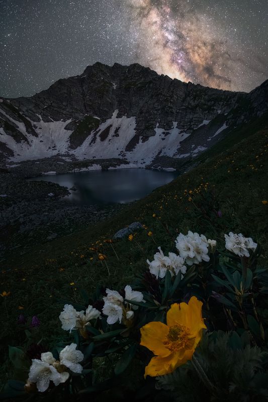 кавказ, горы, загедан, весна, ночь, астро, астрофото, звезды, млечный путь, кчр, пейзаж, природа, кавказские горы, загеданские озера, milky way В объятиях Ноктюрнал фото превью
