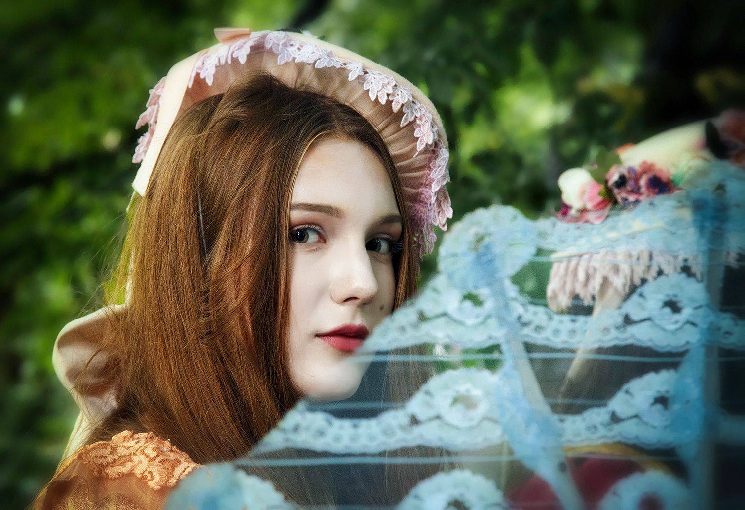 girl, park, umbrella, Jacek Kasprzyk