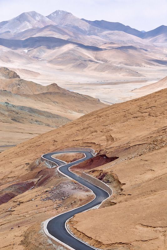 серпантин, дорога, горы, тибет Дорога фото превью