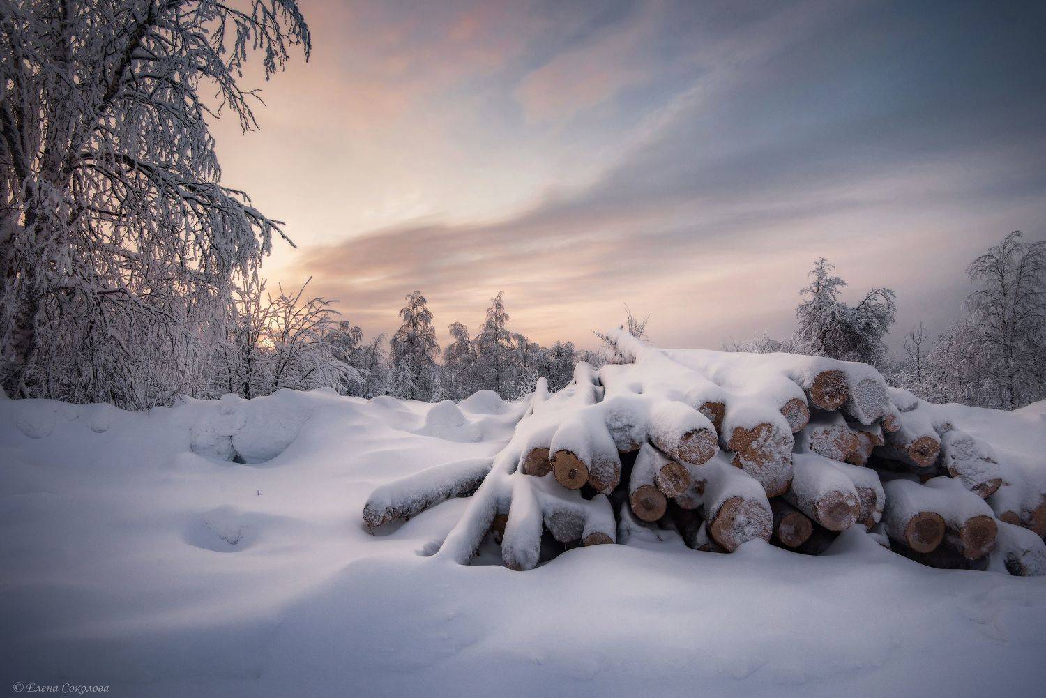 баская, пермский край, поселок, зима, снег, вечер, закат, Соколова Елена