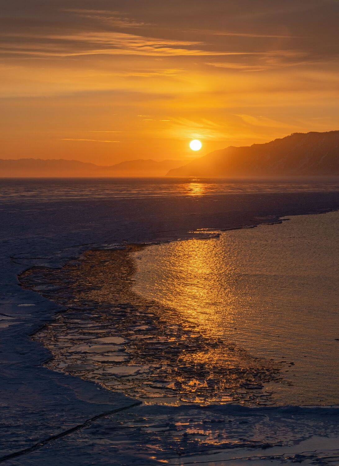 байкал, зима, ангара, закат, листвянка, Тильпунов Михаил