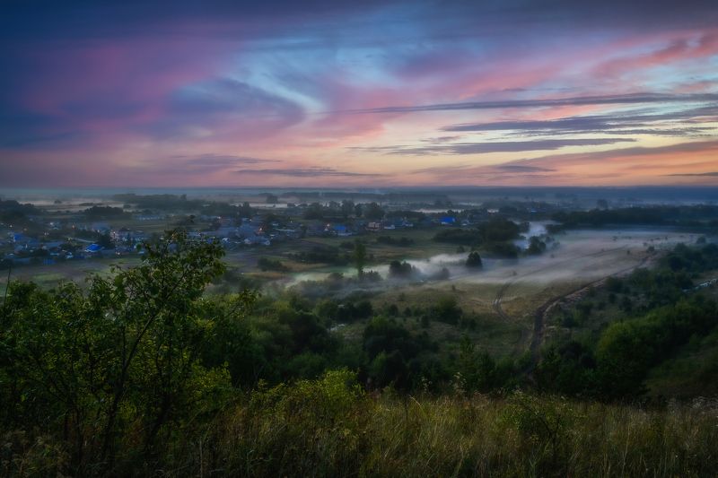 рассвет, маломихайловка, пейзаж, природа, туман Перед рассветом фото превью