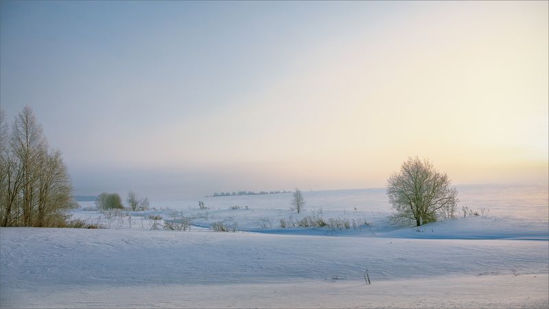 пейзаж, зима, утро, свет, цвет, александр никитинский Картинка деревенская... фото превью