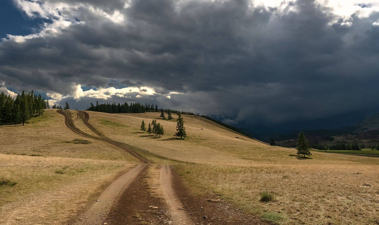 Республика Алтай, дороги, Северо-Чуйский хребет Курайская степь, гроза, Фомина Марина